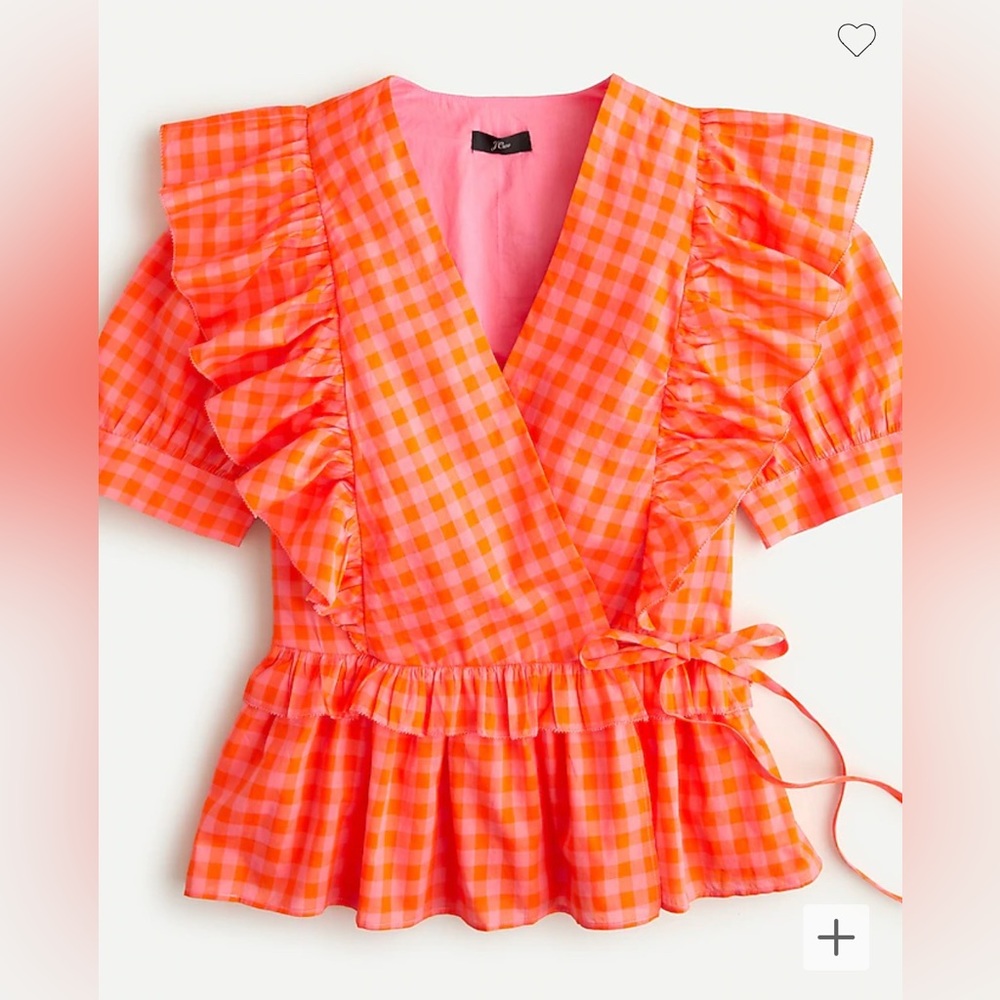 J. Crew ruffle wrap top in gingham